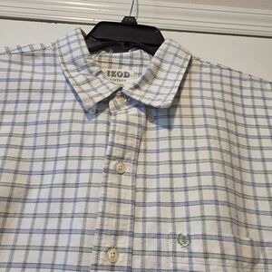 IZOD Men's XXL Blue and White Plaid Shirt